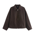 Men's Boxy Wool Blend Blouson with Zipper and Shirt Collar Fashion Glam