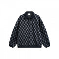 Unisex Oversize Polo-Halfzip-Pullover with Argyle Structure Fashion Glam
