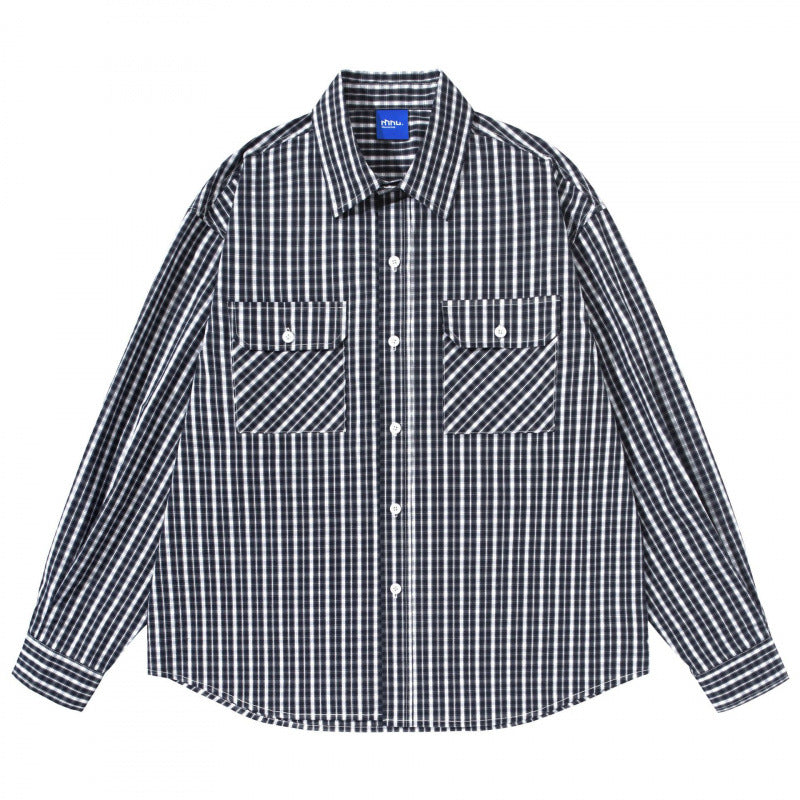 Men's loose-fitting checkered shirt with double breast pockets Fashion Glam