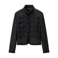 Ladies short blazer in marshal style with stand-up collar and decorative braid trim Fashion Glam