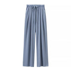Women Wide Palazzo Pants with High Elastic Band, Drawstring and Side Pockets Fashion Glam