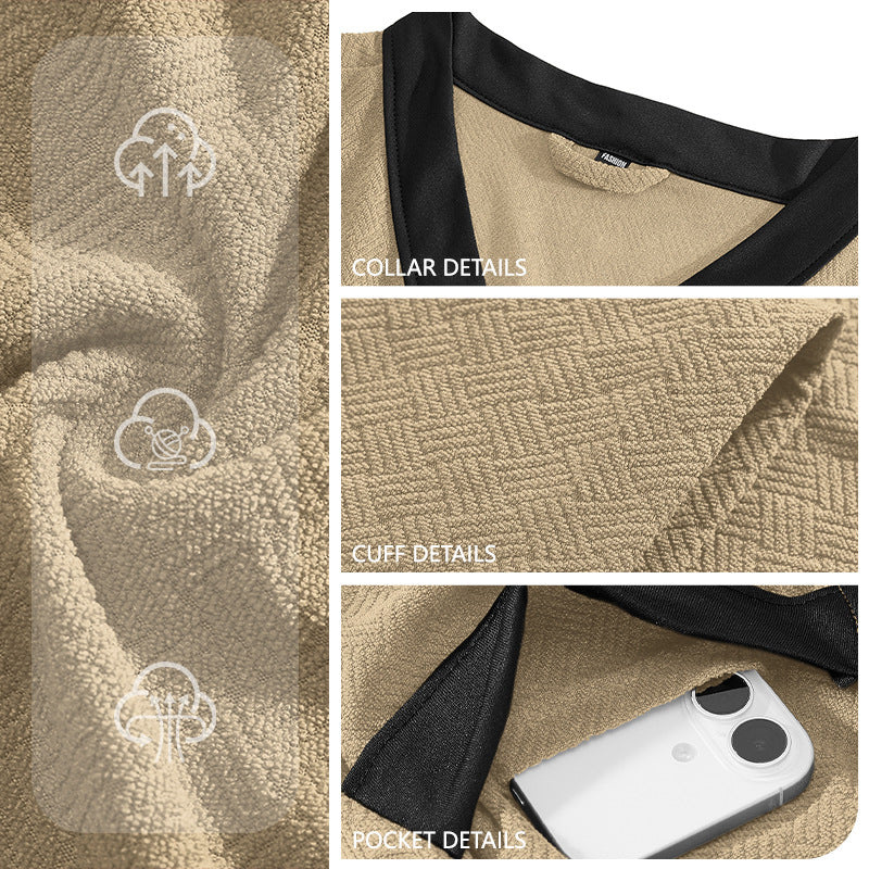Men's lightweight cotton kimono bathrobe with waffle texture and patch pockets Fashion Glam
