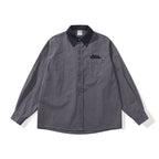 Men's Oversized Shirt Jacket with Cord Collar, Chest Pocket and Stud Detail Fashion Glam