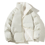 Women's Oversized Puffer Jacket with Teddy Lining, Stand Collar and Patch Pockets Fashion Glam