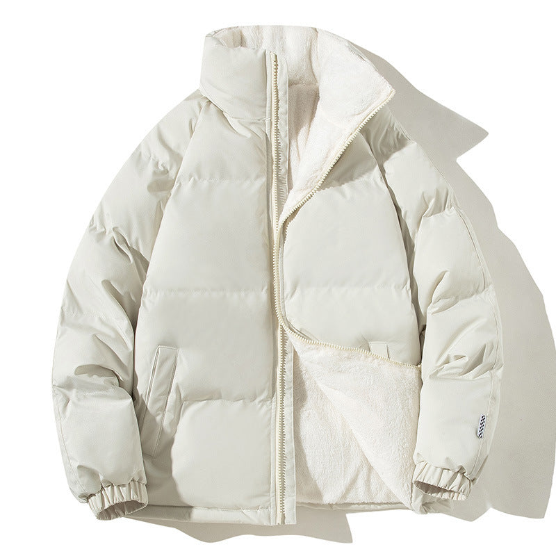 Women's Oversized Puffer Jacket with Teddy Lining, Stand Collar and Patch Pockets Fashion Glam