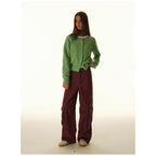 Women's Baggy Cargo Pants with High Waist, Large Flap Pockets and Reinforced Seam Panels Fashion Glam