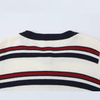 Ladies Striped Cardigan with Button Placket and Ribbed Hem Fashion Glam