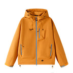 Men's Lightweight Tech Softshell Jacket with Hood, Adjustable Hem and Contrast Zippers Fashion Glam