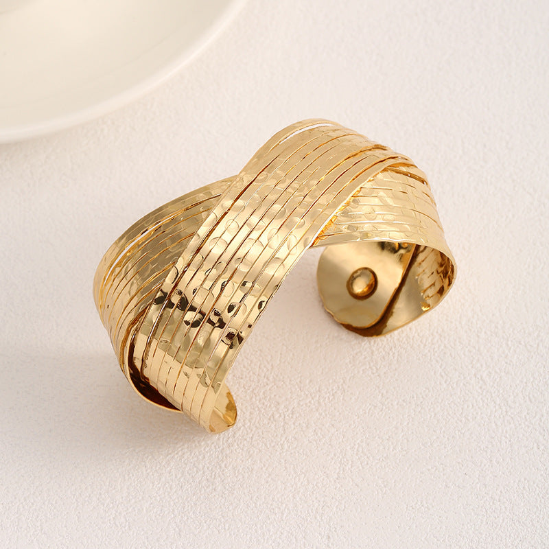 Ladies Open Bangle with Artistic Fold Design Fashion Glam