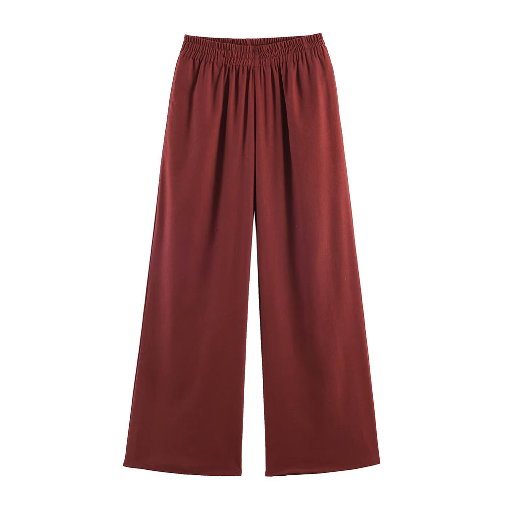 Women's Wide Palazzo Pants with High Elastic Waistband and Flowing Viscose Look Fashion Glam