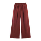 Women's Wide Palazzo Pants with High Elastic Waistband and Flowing Viscose Look Fashion Glam