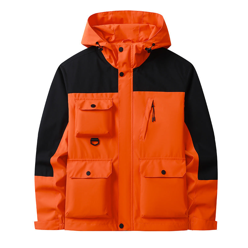 Men's Technical Utility Field Jacket with Hood, Multiple Pockets and Wind-Resistant Shell Fashion Glam