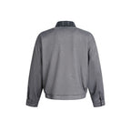Men's short-cut utility bomber jacket with V-neck, patch pockets, and front zipper Fashion Glam