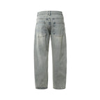 Men's Casual Straight-Leg Jeans with Used Wash and Destroyed Details Fashion Glam