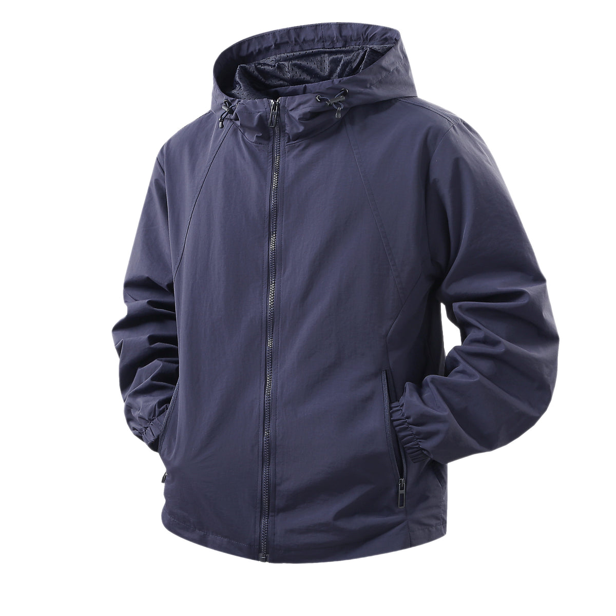 Men's Lightweight Breathable Hooded Windbreaker with Mesh Lining and Zipper Pockets Fashion Glam