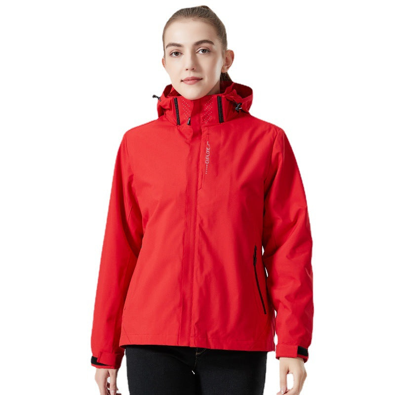 Women's lightweight water-repellent casual outdoor jacket with adjustable hood and concealed zipper Fashion Glam