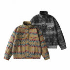 Unisex Boxy Jacquard Wool Bomber Jacket with Stand-Up Collar, Flap Pockets, and Elastic Hem Fashion Glam