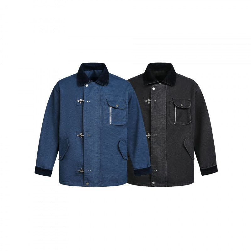 Men's utility jacket with toggle fastenings, cord collar, and multiple pockets Fashion Glam