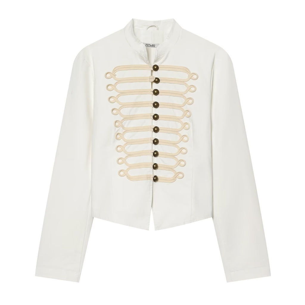 Ladies short blazer in hussar style with cord loops and brass buttons Fashion Glam