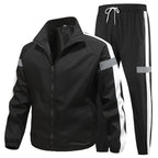 Men's sporty tracksuit set with zip jacket, jogging pants, and reflective inserts Fashion Glam