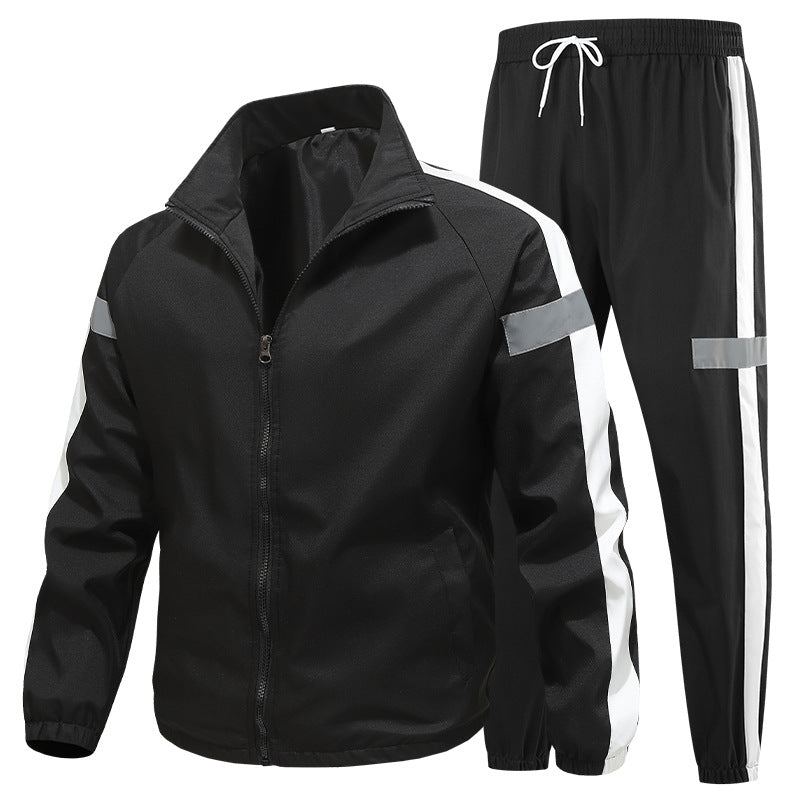 Men's sporty tracksuit set with zip jacket, jogging pants, and reflective inserts Fashion Glam