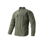 Men's Light Shirt Jacket in Utility Style with Patch Chest Pockets and Button Placket Fashion Glam