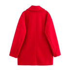 Women's short coat in peacoat style with double-breasted closure and applied flap pockets Fashion Glam