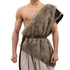 Unisex shoulder cape made of faux fur with decorative leather belt and asymmetrical cut Fashion Glam