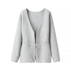 Women Oversize Wrap Cardigan with Balloon Sleeves and Waist Tie Fashion Glam