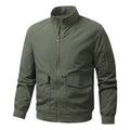 Men's Wind and Water Resistant Urban Bomber Jacket with Stand Collar and Multiple Pockets Fashion Glam
