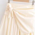 Women Midiskirt with Wrap Overlay, High Waist and Lace Trim Fashion Glam