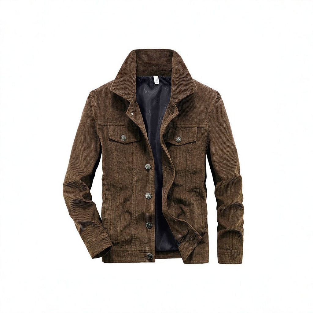 Men's cord jacket made of fine corduroy with shirt collar, chest pockets, and quilted inner lining Fashion Glam