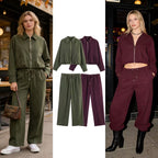 Ladies short cropped bomber jacket with zipper, shirt collar and elastic hem Fashion Glam
