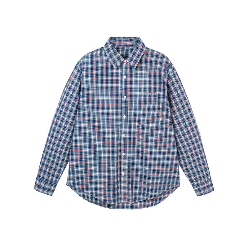Men's Casual Check Shirt in Overshirt Style with Button-Down Collar and Rounded Hem Fashion Glam
