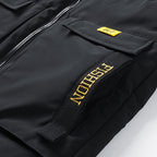 Men's Insulated Outdoor Vest with High Standing Collar, Multifunctional Pockets and Distinctive Webbing Fashion Glam