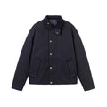 Men's Short Boxy Work Jacket made of sturdy canvas with cord collar and concealed snap button placket Fashion Glam