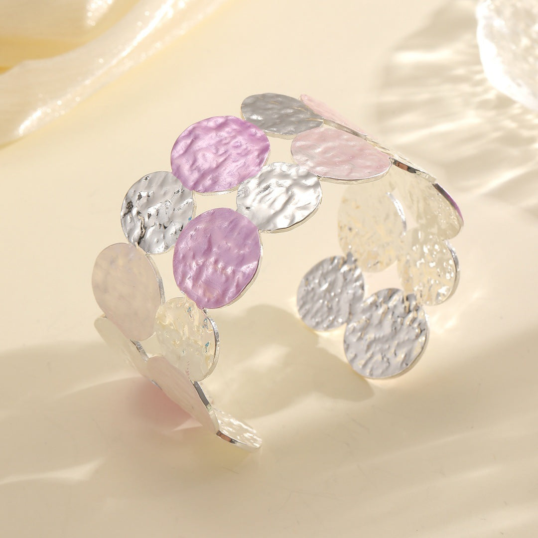 Ladies Open Bangle with Intricate Circle Design Fashion Glam