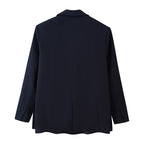Women Double-breasted Field Blazer with large flap pockets and shoulder epaulets Fashion Glam