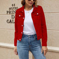 Women's fitted short denim jacket in trucker style with flap pockets Fashion Glam