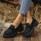 Women's Chunky Loafer with Decorative Knot Bow and Leopard Tip Fashion Glam