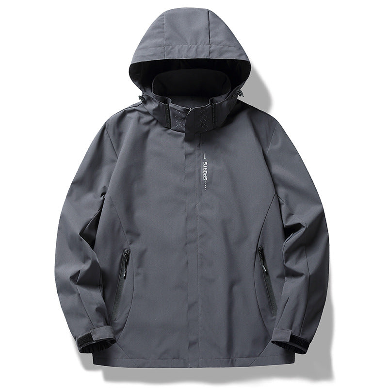 Men's Three-Layer Softshell Jacket with Hood, Wind Flap and Water-Repellent Zippers Fashion Glam