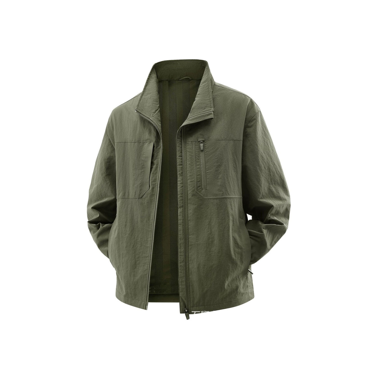 Men's Lightweight Field Utility Jacket with Mesh Lining, Stand-Up Collar and Zipper Pockets Fashion Glam