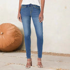 Women high-cut stretch jeggings with elastic comfort waistband and back pockets Fashion Glam