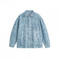 Unisex Boxy Jeans Jacket with Frayed Hem and Textured Wash Fashion Glam