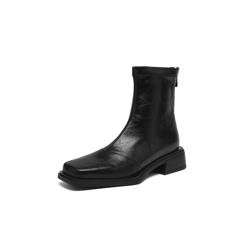 Women's ankle boots with stylish block heel and high-quality leather upper Fashion Glam