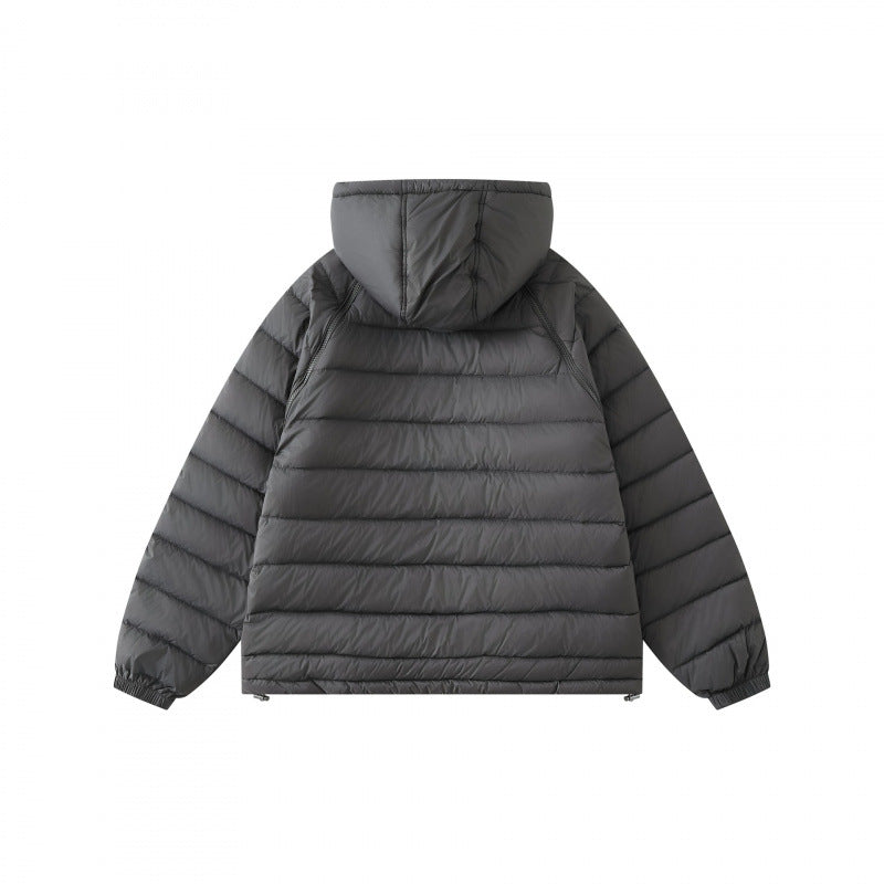Unisex Lightly Padded Hooded Jacket with Two-Way Zipper and Adjustable Hem Fashion Glam