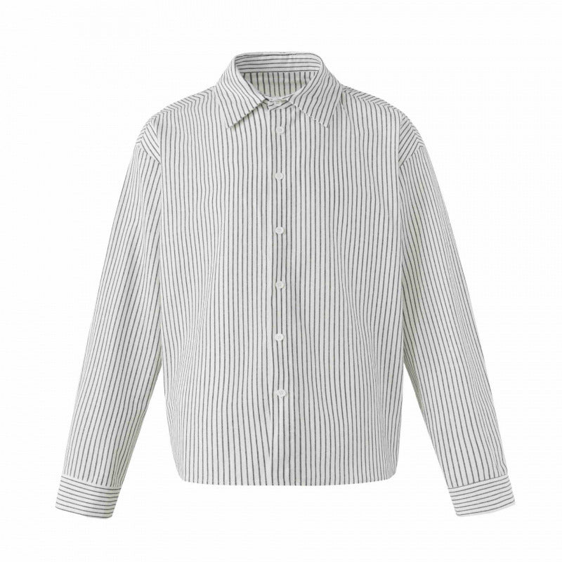Unisex Oversize Pinstripe Shirt with Boxy Silhouette and Shirt Collar Fashion Glam