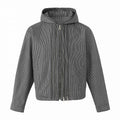 Unisex hooded jacket in boxy cut with double zipper and pinstripe look Fashion Glam