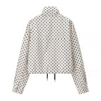 Ladies Two-Piece Polka Dot Linen Blend Set with Boxy Cropped Jacket and High Waist Shorts Fashion Glam