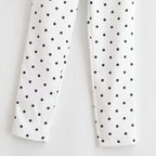 Women's high-waisted tapered fabric pants with polka dot print and elegant waistband processing Fashion Glam
